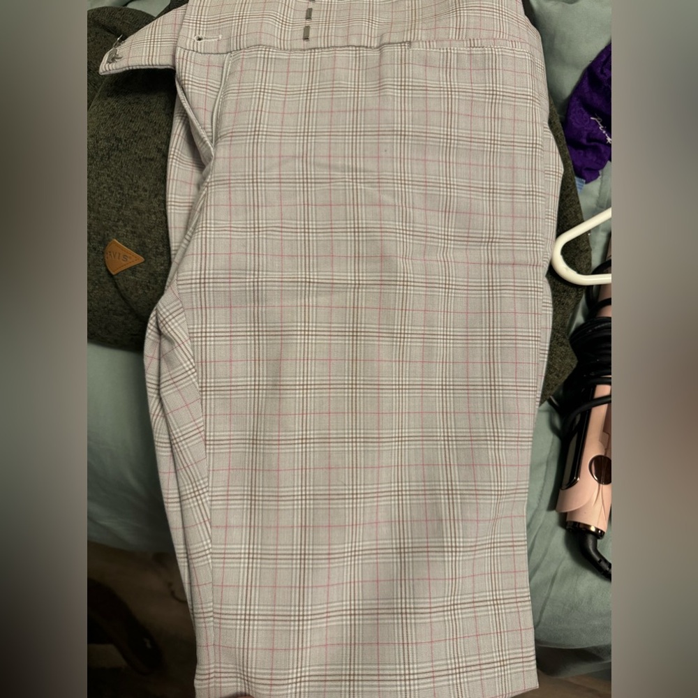 Express Gray Plaid Pants with Pink Windowpane